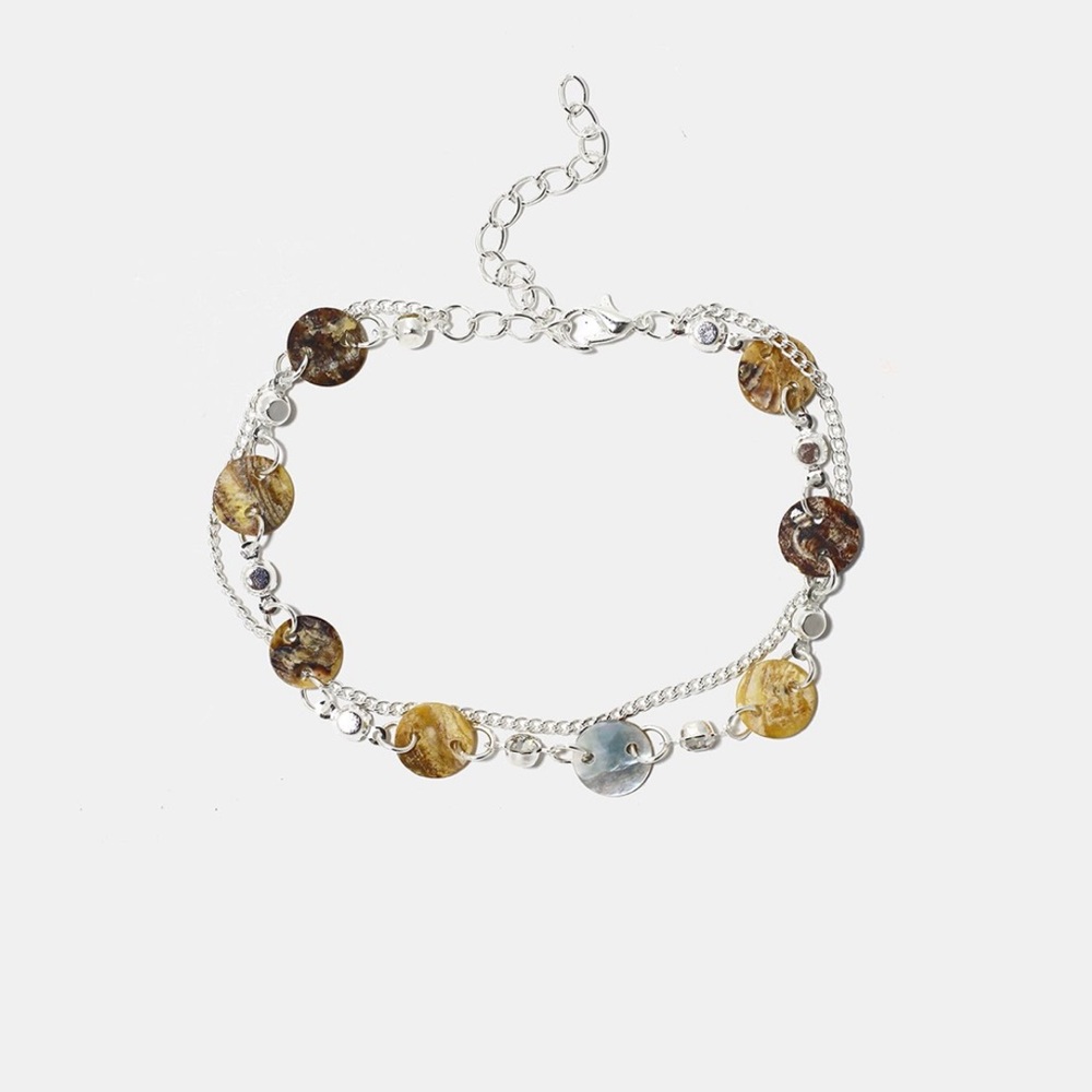 Shell and Crystal Double Chain Anklet - Picture 3 of 3